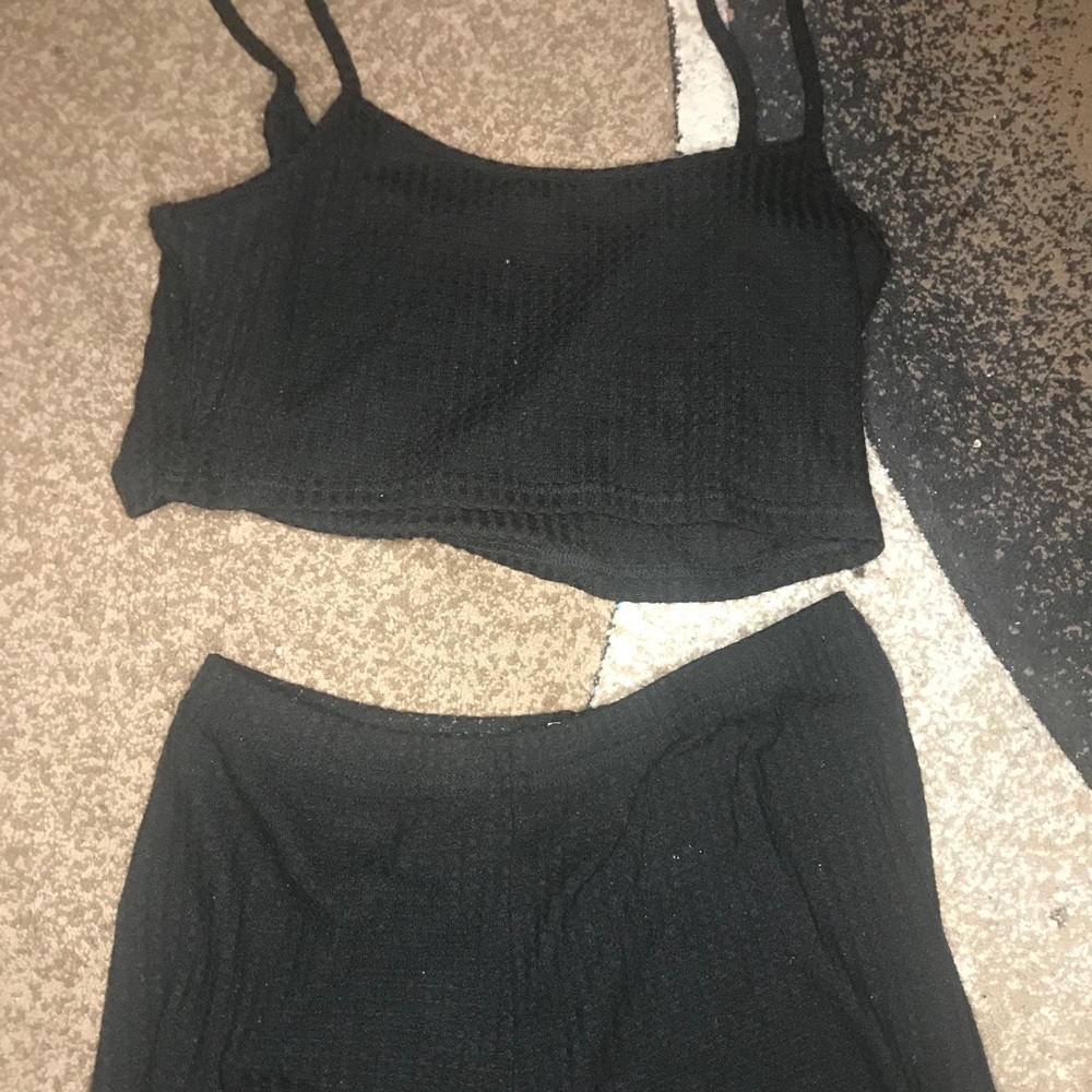 Solid Waffle Knit Cami Top & Biker Shorts Set
